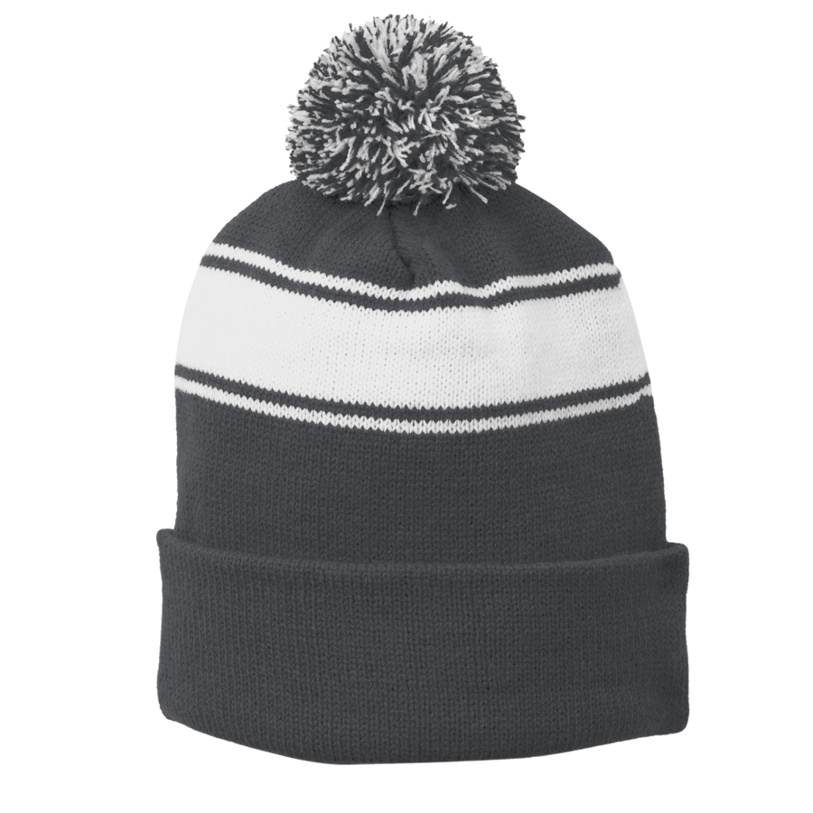 Stripe Pom Pom Beanie